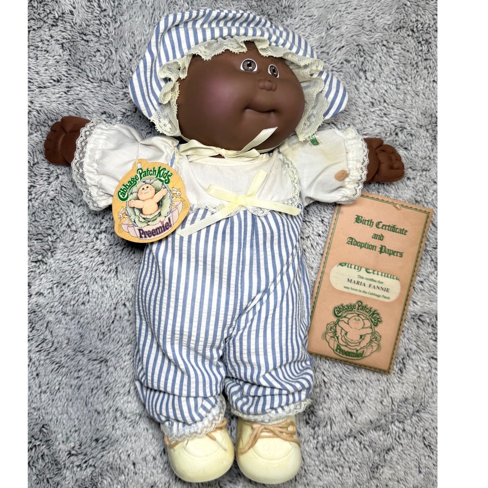 Vintage‎ Cabbage Patch Kids Preemie African American Mold 1 CPK Coleco 1982 Tag